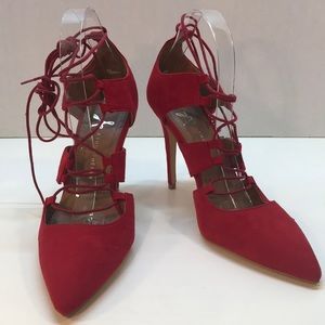 NWT Atmosphere Red Laceup Pointed Toe Heels Size 7